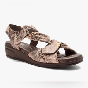 Elites Walking Cradles Sandals Women’s Leather Snake Print Sz 7.5 Comfort Casual